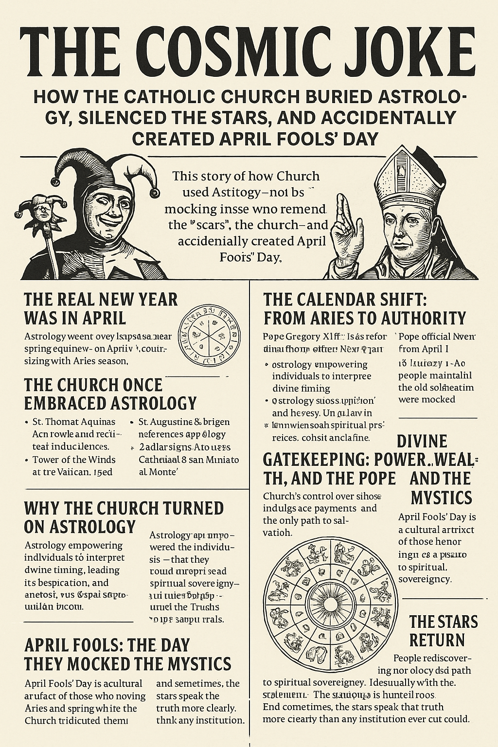 The Cosmic Joke: How the Catholic Church Buried Astrology, Silenced the Stars, and Accidentally Created April Fools’&nbsp;Day